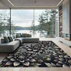Dark Botanical Floral Accent Rug