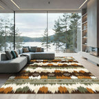 Earthy Tone Geometric Zig Zag Rug