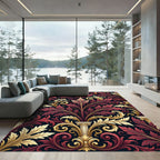 Rich Red Gold Acanthus Scroll Rug