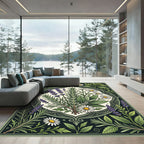 Botanical Lavender Chamomile Herb Illustration Rug