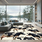 Black and White Holstein Cow Herd Rug