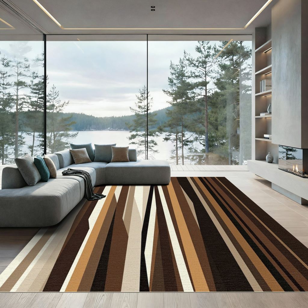Modern Earthy Toned Vertical Stripe Rug