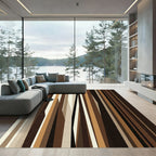 Modern Earthy Toned Vertical Stripe Rug