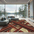 Warm Red Brown Intersecting Stripes Rug