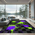 Neon Electric Purple Lime Splatter Rug