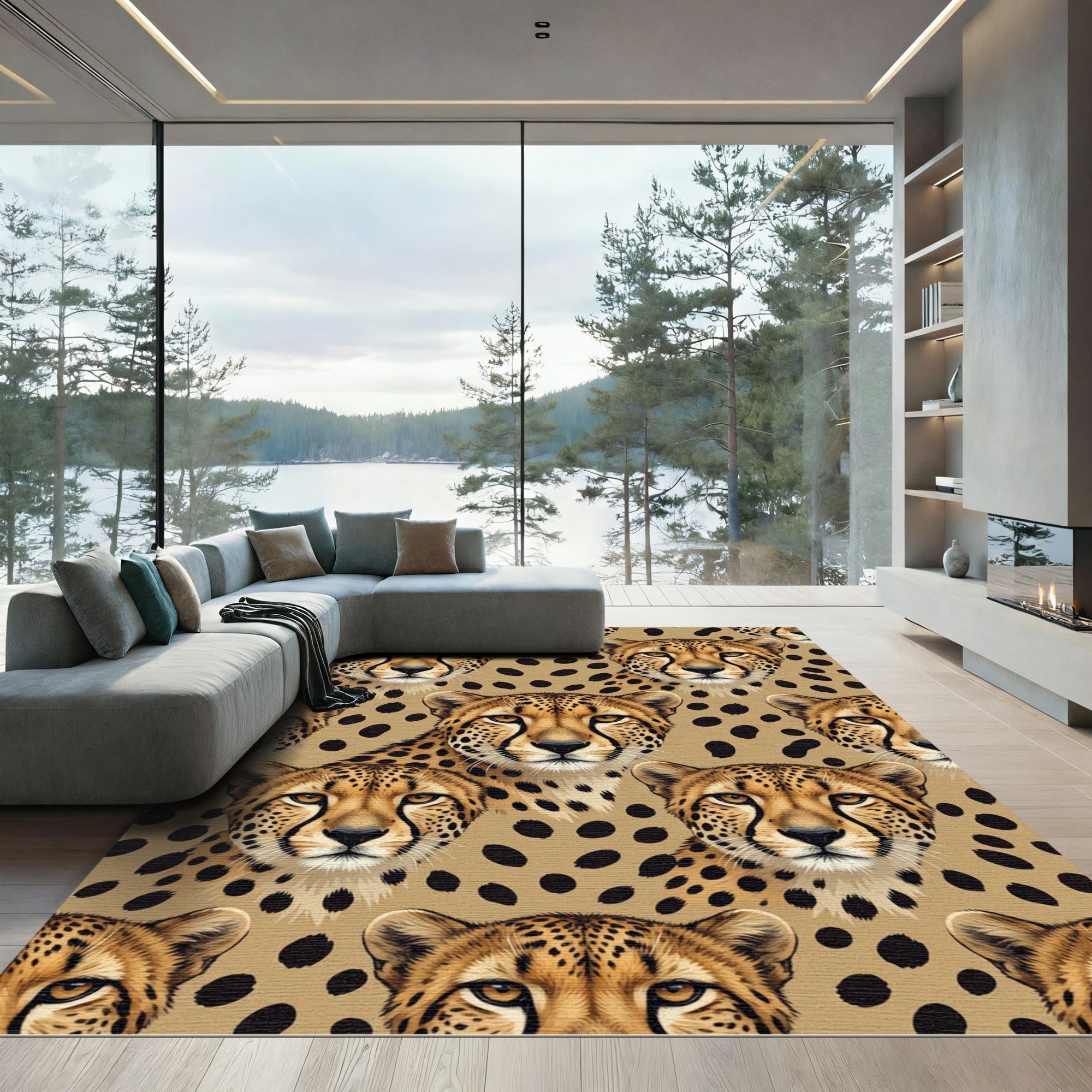 Golden Cheetah Spots Wild Animal Rug