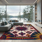 Crimson Sun Dogs Geometric Cross Rug