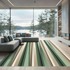 Modern Sage and Neutral Vertical Stripe Rug
