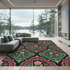 Elegant Pink Floral Medallion Damask Rug
