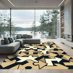 Golden Puzzle Piece Arrow Arrangement Rug