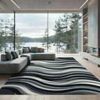 Monochromatic Flowing Curve Lines Rug