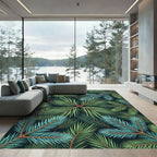 Green Blue Pine Needle Radiate Arrangement Rug