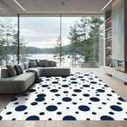 Minimalist Navy Polka Dot Grid Rug