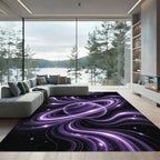 Radiant Purple Cosmic Swirl Galaxy Celestial Rug
