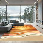 Radiant Sunburst Over Warm Ocean Waves Rug