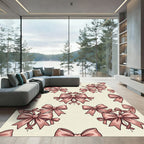 Elegant Dusty Rose Bow Ribbon Illustration Rug