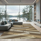 Brown Taupe Woven Railroad Pattern Rug