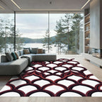 Dark Crimson Ornate Arched Lattice Rug
