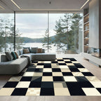 Monochromatic Geometric Checkered Abstract Art Rug