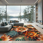 Vibrant Blooming Desert Succulent Floral Rug