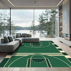 Deep Forest Green Basketball Court Rug