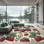 Vintage Crimson Strawberry Botanical Garden Rug