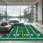 Green Football Field Grid Sports Rug