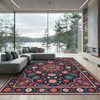 Indigo Floral Medallion Garden Rug