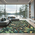 Lush Botanical Trellis Garden Foliage Rug