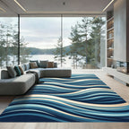 Flowing Blue Ocean Swell Wave Rug