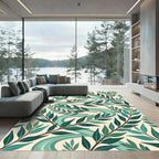 Teal Winding River Leafy Branches Rug