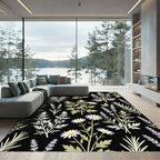 Botanical Herb Garden on Black Rug