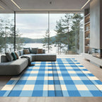 Classic Light Blue Gingham Check Rug
