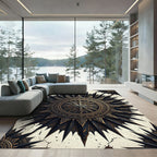 Celestial Gold and Black Starry Medallion Rug