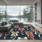 Elegant Pastel Ribbon Bows Navy Wallpaper Rug