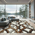 Elegant Brown Interlocking Lattice Rug