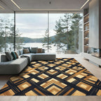 Black and Gold Intersecting Diamond Weave Rug