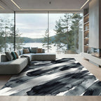Dynamic Grayscale Ink Splatter Rug