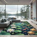 Serene Lotus Pond Koi Zen Rug