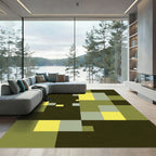 Abstract Yellow Gray Block Composition Rug