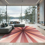 Warm Coral Sunburst Radiating Lines Rug