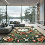 Elegant Floral Wreath with Ribbon Rug
