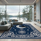 Midnight Raven Crescent Moon Stars Rug