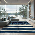 Coastal Blue Striped Wooden Pier Rug