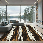Distressed Vertical Wood Grain Stripes Rug