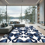 Navy Blue Elegant Ribbon Bows Rug