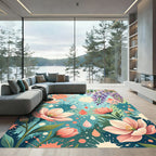 Coral Blush Wisteria Bloom Splatter Rug