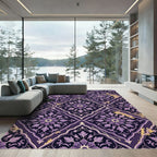 Elegant Royal Purple Floral Damask Rug