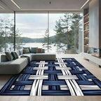 Woven Indigo White Stripe Rug