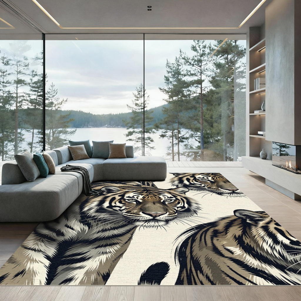 Majestic Bengal Tiger Portrait Rug